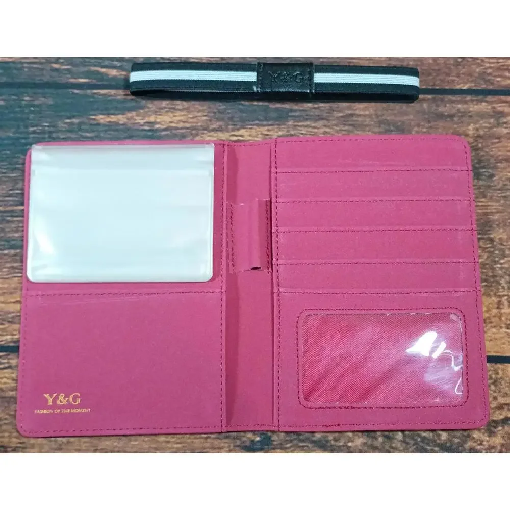 Y&G Black Red Passport‎ Holder Wallet